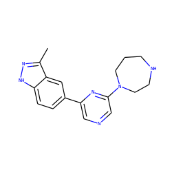 Cc1n[nH]c2ccc(-c3cncc(N4CCCNCC4)n3)cc12 ZINC000169312617