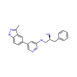Cc1n[nH]c2ccc(-c3cncc(NC[C@@H](N)Cc4ccccc4)c3)cc12 ZINC000014957892