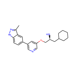 Cc1n[nH]c2ccc(-c3cncc(OC[C@@H](N)CC4CCCCC4)c3)cc12 ZINC000014957872