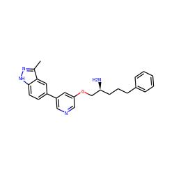 Cc1n[nH]c2ccc(-c3cncc(OC[C@@H](N)CCCc4ccccc4)c3)cc12 ZINC000014957888