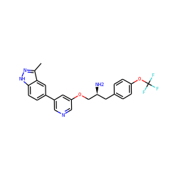 Cc1n[nH]c2ccc(-c3cncc(OC[C@@H](N)Cc4ccc(OC(F)(F)F)cc4)c3)cc12 ZINC000014961761