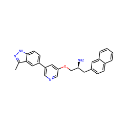 Cc1n[nH]c2ccc(-c3cncc(OC[C@@H](N)Cc4ccc5ccccc5c4)c3)cc12 ZINC000014957844