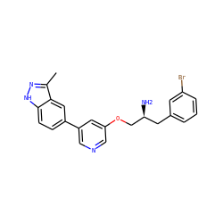 Cc1n[nH]c2ccc(-c3cncc(OC[C@@H](N)Cc4cccc(Br)c4)c3)cc12 ZINC000014961651