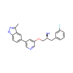 Cc1n[nH]c2ccc(-c3cncc(OC[C@@H](N)Cc4cccc(F)c4)c3)cc12 ZINC000014961610