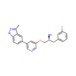Cc1n[nH]c2ccc(-c3cncc(OC[C@@H](N)Cc4cccc(I)c4)c3)cc12 ZINC000014961659