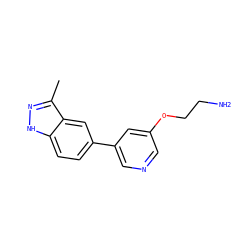Cc1n[nH]c2ccc(-c3cncc(OCCN)c3)cc12 ZINC000063298603