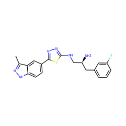 Cc1n[nH]c2ccc(-c3nnc(NC[C@@H](N)Cc4cccc(F)c4)s3)cc12 ZINC000035859398