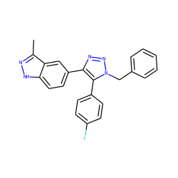 Cc1n[nH]c2ccc(-c3nnn(Cc4ccccc4)c3-c3ccc(F)cc3)cc12 ZINC000063539969