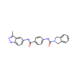 Cc1n[nH]c2ccc(NC(=O)c3ccc(NC(=O)N4Cc5ccccc5C4)cc3)cc12 ZINC000165953402
