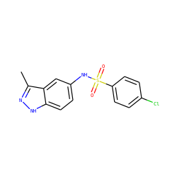 Cc1n[nH]c2ccc(NS(=O)(=O)c3ccc(Cl)cc3)cc12 ZINC000013531349