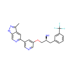Cc1n[nH]c2cnc(-c3cncc(OC[C@@H](N)Cc4cccc(C(F)(F)F)c4)c3)cc12 ZINC000006718675