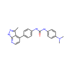 Cc1n[nH]c2nccc(-c3ccc(NC(=O)Nc4ccc(N(C)C)cc4)cc3)c12 ZINC001772644292