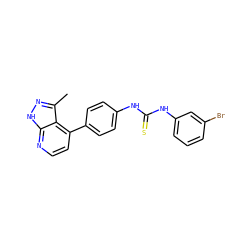 Cc1n[nH]c2nccc(-c3ccc(NC(=S)Nc4cccc(Br)c4)cc3)c12 ZINC001772633233