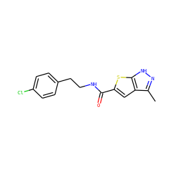 Cc1n[nH]c2sc(C(=O)NCCc3ccc(Cl)cc3)cc12 ZINC000063539189
