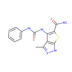 Cc1n[nH]c2sc(C(N)=O)c(NC(=O)Nc3ccccc3)c12 ZINC000028564954