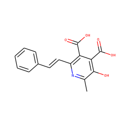 Cc1nc(/C=C/c2ccccc2)c(C(=O)O)c(C(=O)O)c1O ZINC000103241290