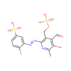 Cc1nc(/N=N/c2cc(S(=O)(=O)O)ccc2Cl)c(COP(=O)(O)O)c(C=O)c1O ZINC000027331209