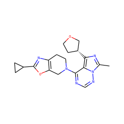Cc1nc([C@@H]2CCOC2)c2c(N3CCc4nc(C5CC5)oc4C3)ncnn12 ZINC000169711811
