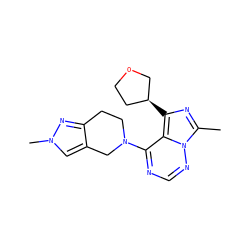 Cc1nc([C@H]2CCOC2)c2c(N3CCc4nn(C)cc4C3)ncnn12 ZINC000169711730