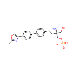 Cc1nc(-c2ccc(-c3ccc(CC[C@@](N)(CO)COP(=O)(O)O)cc3)cc2)co1 ZINC000103301169
