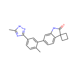 Cc1nc(-c2ccc(C)c(-c3ccc4c(c3)NC(=O)C43CCC3)c2)n[nH]1 ZINC000073164224