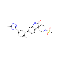 Cc1nc(-c2ccc(C)c(-c3ccc4c(c3)NC(=O)C43CCN(S(C)(=O)=O)CC3)c2)n[nH]1 ZINC000073196934