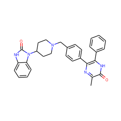 Cc1nc(-c2ccc(CN3CCC(n4c(=O)[nH]c5ccccc54)CC3)cc2)c(-c2ccccc2)[nH]c1=O ZINC000003819040