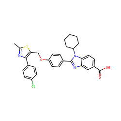 Cc1nc(-c2ccc(Cl)cc2)c(COc2ccc(-c3nc4cc(C(=O)O)ccc4n3C3CCCCC3)cc2)s1 ZINC000036350425