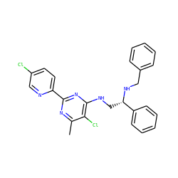 Cc1nc(-c2ccc(Cl)cn2)nc(NC[C@H](NCc2ccccc2)c2ccccc2)c1Cl ZINC000096271217