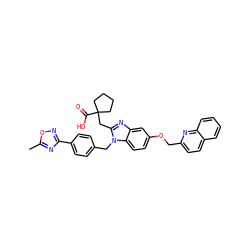 Cc1nc(-c2ccc(Cn3c(CC4(C(=O)O)CCCC4)nc4cc(OCc5ccc6ccccc6n5)ccc43)cc2)no1 ZINC000219432568