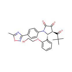 Cc1nc(-c2ccc(N3C(=O)C(=O)[C@@H](C(=O)C(C)(C)C)[C@@H]3c3ccccc3OCCO)cc2)no1 ZINC000169695011