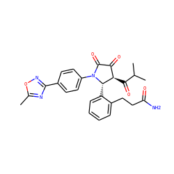 Cc1nc(-c2ccc(N3C(=O)C(=O)[C@@H](C(=O)C(C)C)[C@@H]3c3ccccc3CCC(N)=O)cc2)no1 ZINC000169696752