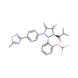 Cc1nc(-c2ccc(N3C(=O)C(=O)[C@@H](C(=O)C(C)C)[C@@H]3c3ccccc3OC(F)F)cc2)no1 ZINC000169695757