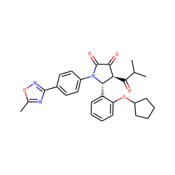 Cc1nc(-c2ccc(N3C(=O)C(=O)[C@@H](C(=O)C(C)C)[C@@H]3c3ccccc3OC3CCCC3)cc2)no1 ZINC000169696425