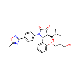 Cc1nc(-c2ccc(N3C(=O)C(=O)[C@@H](C(=O)C(C)C)[C@@H]3c3ccccc3OCCCO)cc2)no1 ZINC000169696200