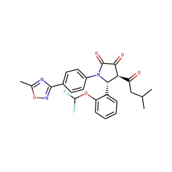 Cc1nc(-c2ccc(N3C(=O)C(=O)[C@@H](C(=O)CC(C)C)[C@@H]3c3ccccc3OC(F)F)cc2)no1 ZINC000169695777