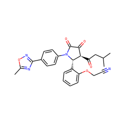 Cc1nc(-c2ccc(N3C(=O)C(=O)[C@@H](C(=O)CC(C)C)[C@@H]3c3ccccc3OCC#N)cc2)no1 ZINC000169696453
