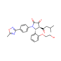 Cc1nc(-c2ccc(N3C(=O)C(=O)[C@@H](C(=O)CC(C)C)[C@@H]3c3ccccc3OCCO)cc2)no1 ZINC000169695636