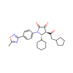Cc1nc(-c2ccc(N3C(=O)C(=O)[C@@H](C(=O)CC4CCCC4)[C@@H]3C3CCCCC3)cc2)no1 ZINC000169696176