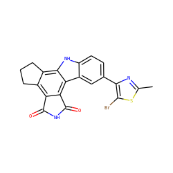 Cc1nc(-c2ccc3[nH]c4c5c(c6c(c4c3c2)C(=O)NC6=O)CCC5)c(Br)s1 ZINC000028897047