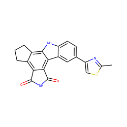 Cc1nc(-c2ccc3[nH]c4c5c(c6c(c4c3c2)C(=O)NC6=O)CCC5)cs1 ZINC000028897029