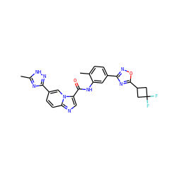 Cc1nc(-c2ccc3ncc(C(=O)Nc4cc(-c5noc(C6CC(F)(F)C6)n5)ccc4C)n3c2)n[nH]1 ZINC000206108071