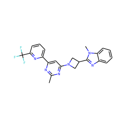 Cc1nc(-c2cccc(C(F)(F)F)n2)cc(N2CC(c3nc4ccccc4n3C)C2)n1 ZINC000143099650