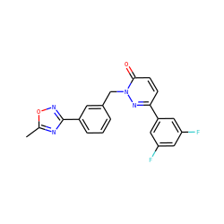 Cc1nc(-c2cccc(Cn3nc(-c4cc(F)cc(F)c4)ccc3=O)c2)no1 ZINC000146475310