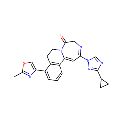 Cc1nc(-c2cccc3c2CCN2C(=O)CN=C(n4cnc(C5CC5)n4)C=C32)co1 ZINC000149066575