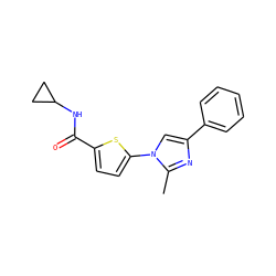 Cc1nc(-c2ccccc2)cn1-c1ccc(C(=O)NC2CC2)s1 ZINC000169701615