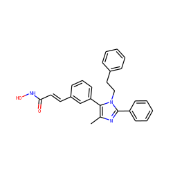 Cc1nc(-c2ccccc2)n(CCc2ccccc2)c1-c1cccc(/C=C/C(=O)NO)c1 ZINC000038334633