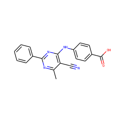 Cc1nc(-c2ccccc2)nc(Nc2ccc(C(=O)O)cc2)c1C#N ZINC000071295111