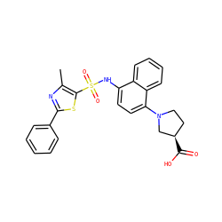 Cc1nc(-c2ccccc2)sc1S(=O)(=O)Nc1ccc(N2CC[C@@H](C(=O)O)C2)c2ccccc12 ZINC000653816429