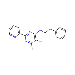 Cc1nc(-c2ccccn2)nc(NCCc2ccccc2)c1F ZINC000096271248